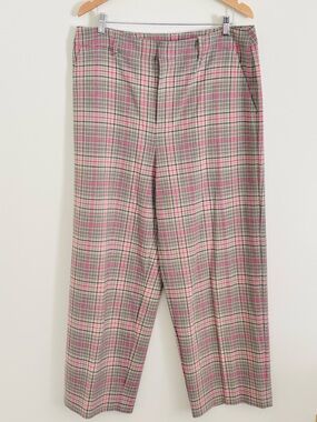 ON 34th High-Rise Plaid Trousers